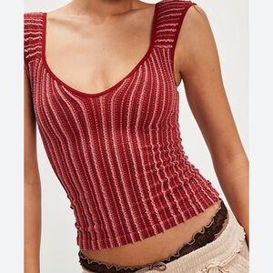 FP Intimately Red/Rouge Ribbed Sleeveless Tank Top NWT